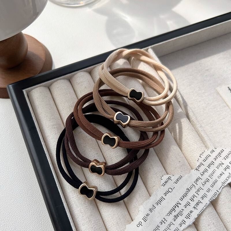 New Black Bow Tie Hair Tie for Women, Korean Style Hair Tie, Simple Hair Tie, Rubber Band, Fashionable Work Clothing Hair Tie, Leather Case New Black Bow Tie Hair Tie for Women, Korean Style Hair Tie, Simple Hair Tie, Rubber Band, Fashionable Work Clothing Hair Tie, Leather Case