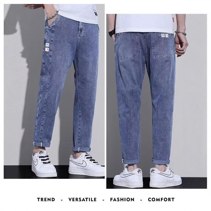 Trendy High-Quality Slim-Fit Casual Jeans with Elastic Waistband for All Seasons, 2025 Style