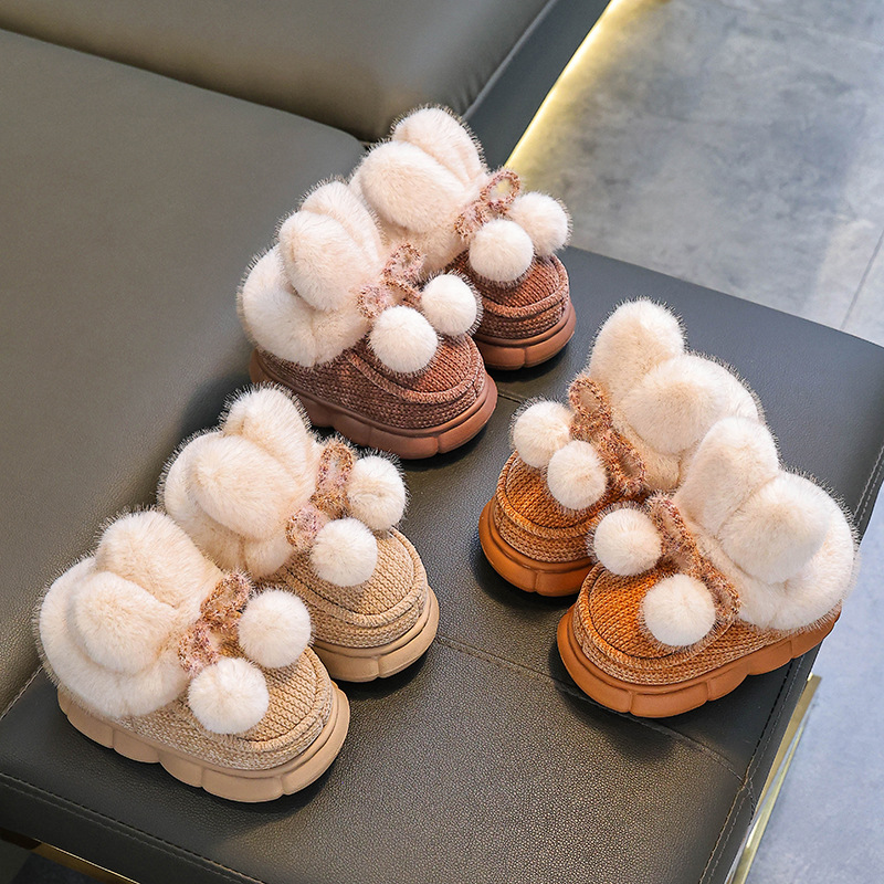 Zapatillas de algodón para niños de invierno, zapatillas de algodón para niños y niñas calientes, zapatillas de algodón para niños con base gruesa antideslizante, zapatos de tacones de princesa para niños
