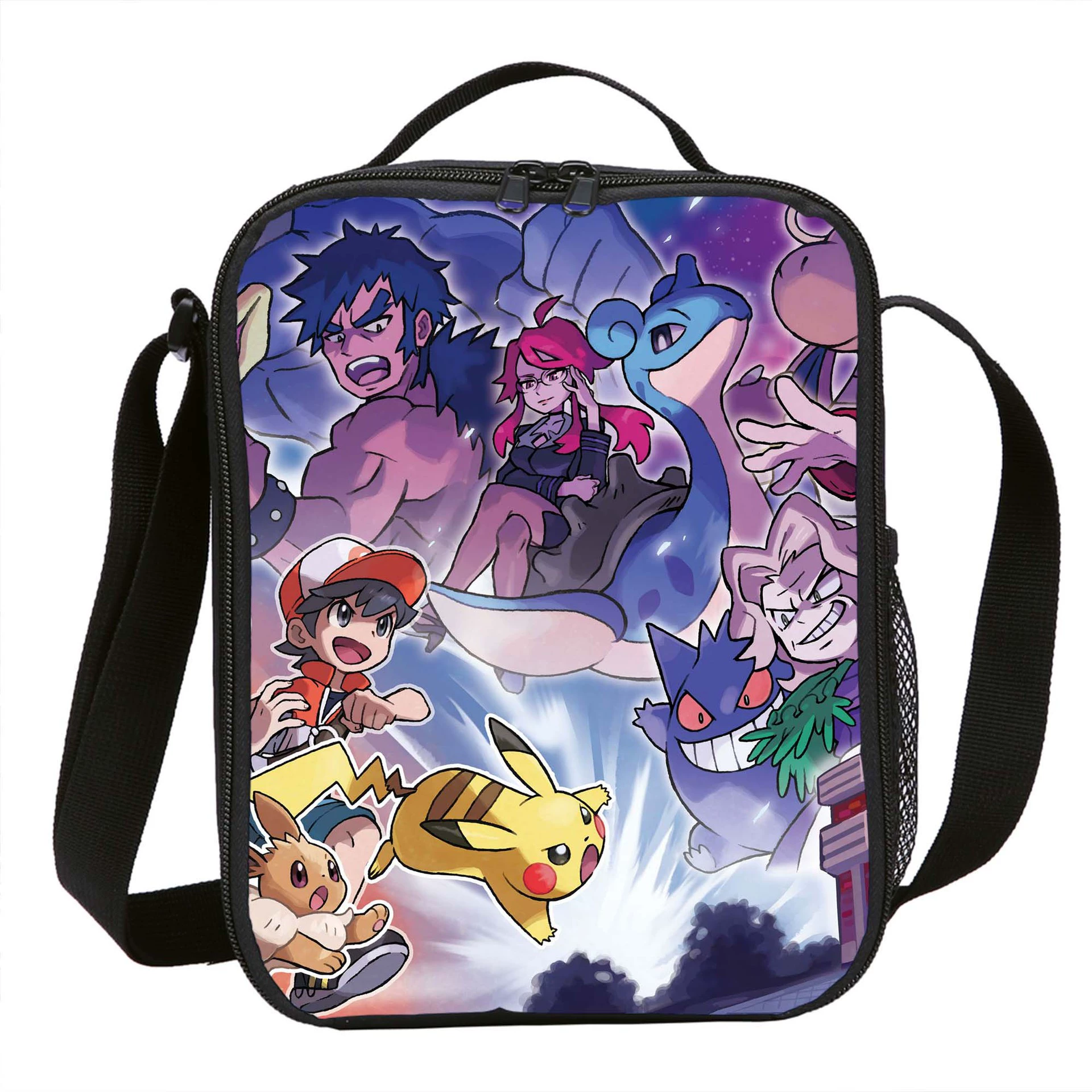 Плюшевый ланч-бэг Elf Pokémon с принтом, утепленный бенто-рукзак и сумка для еды.