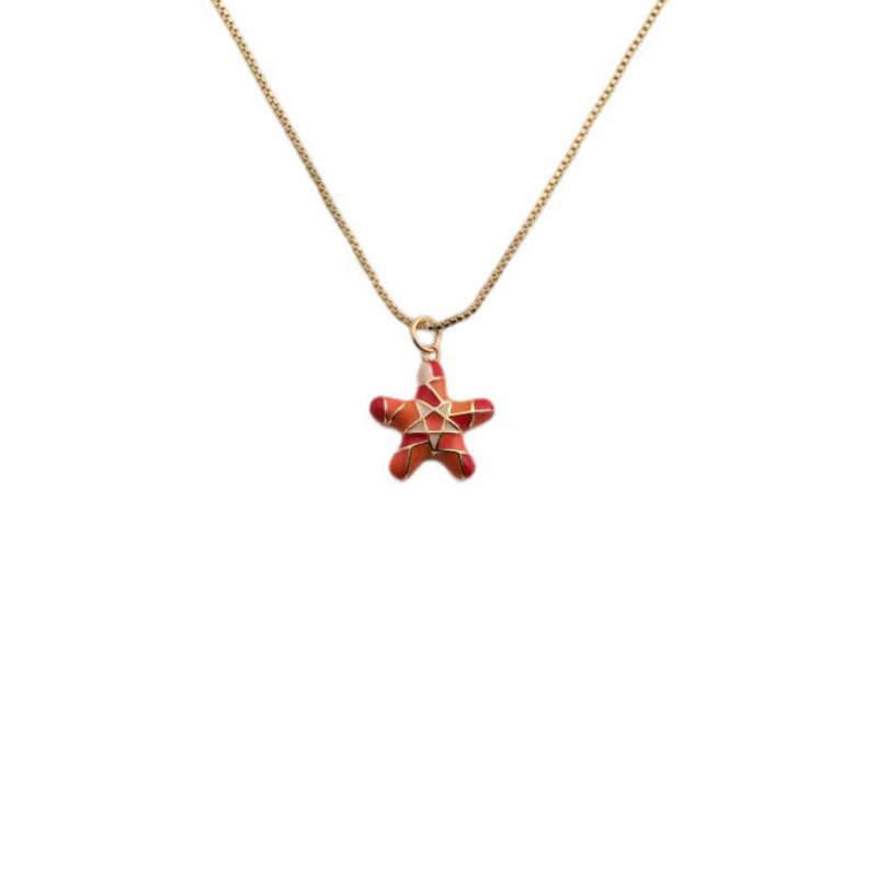 European And American Copper Geometric Dripping Oil Necklace Accessories Gift K Gold Cross-border Starfish Pendant Female Jewelry display picture 1
