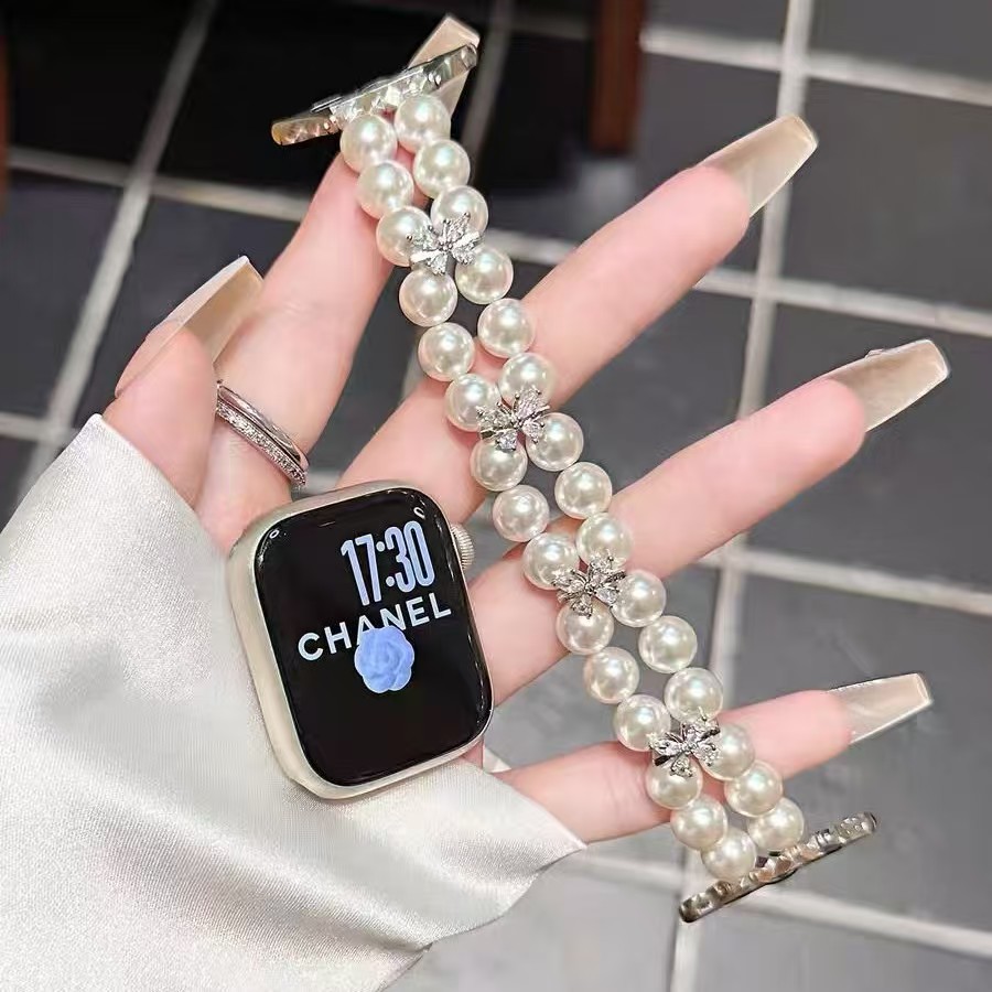 Butterfly Small Fragrance Pearl Applewatchs10 Strap Suitable for Apple Watch with Zircon for Women