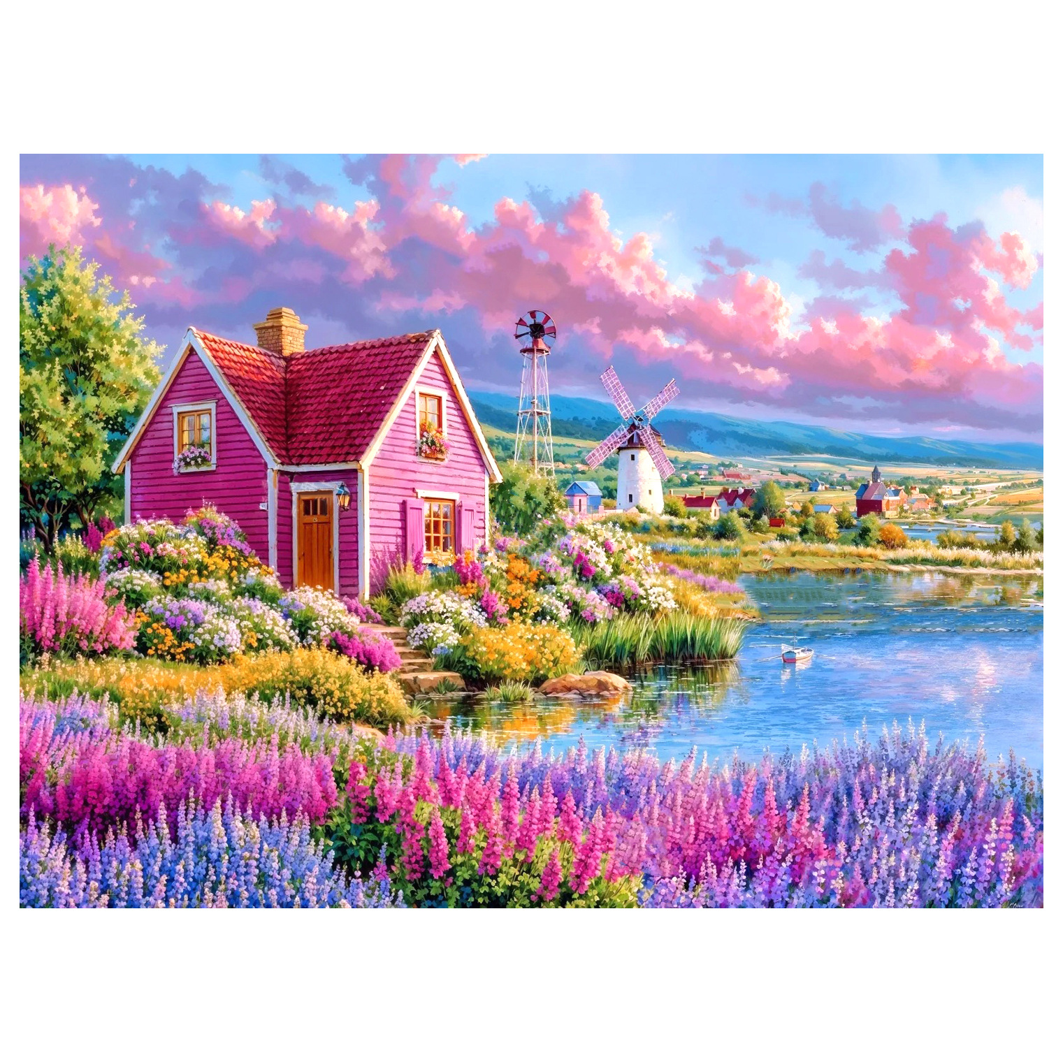 Diamante 5D dibujo de paisaje lleno de diamante cómic cabina bordado de diamantes diy redondo bordado de diamantes dibujo de diamantes a mano decoración para el hogar