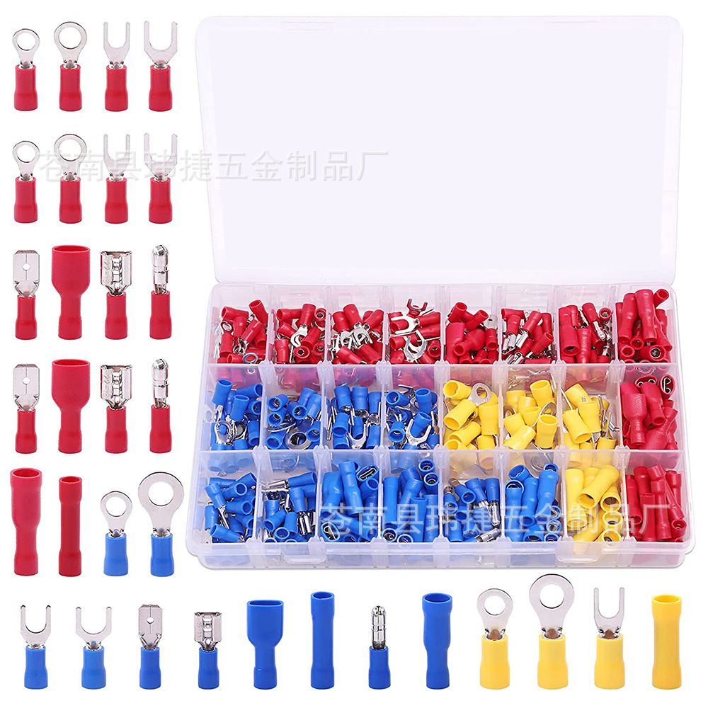 390pcs Cold-pressed Terminal Box Boxed Pre-ulated Cold-pressed Terminal Waterproof Terminal Block Combination Set