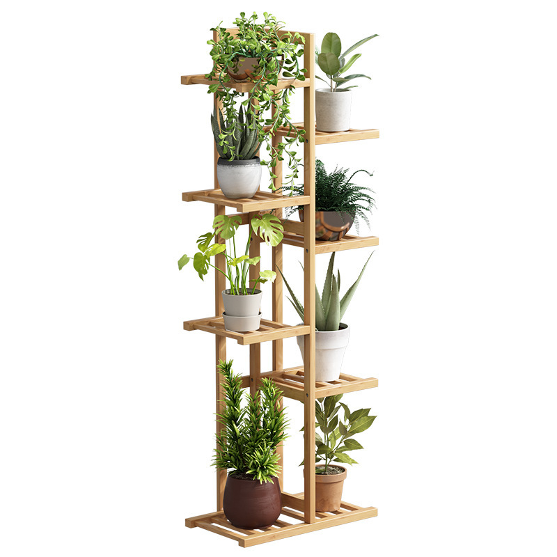 Nan bambú nuevo estante de flores estante de suelo izquierdo estante de maceta de flores balcón doméstico decoración de sala de estar estante de almacenamiento de grasa verde