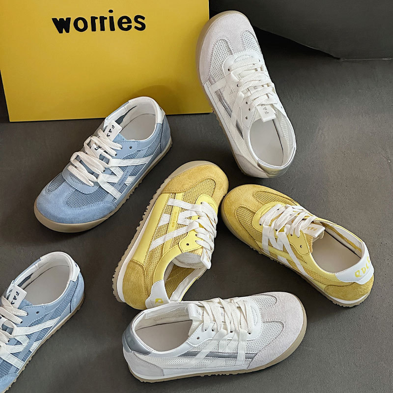 Desun Shoes Women's 2025 New Genuine Leather Mesh Vintage sneaker Hollow-out Breathable Forrest Gump Shoes Flat All-match Skate Shoes