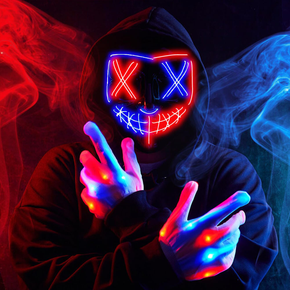 Cruz-frontera llevó guantes regalo de Halloween luminoso súper brillante hueso guantes coloridos accesorios fluorescentes