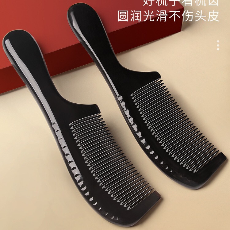 メーカー卸売本物の黒水牛角コーム天然本物の男性と女性の特別なロングヘアカーリング増粘静電気除去マッサージギフト|undefined
