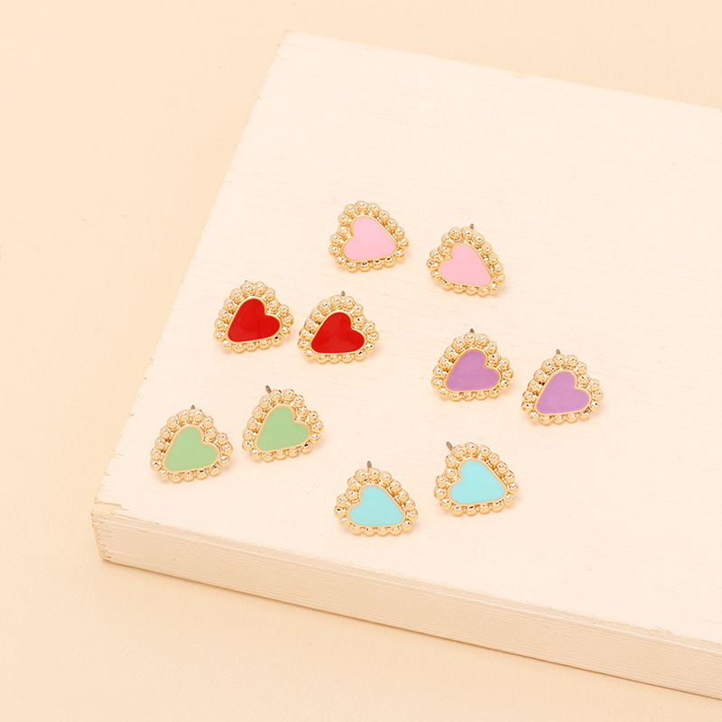 Wholesale Jewelry Color Heart Dripping Earrings Nihaojewelry display picture 5