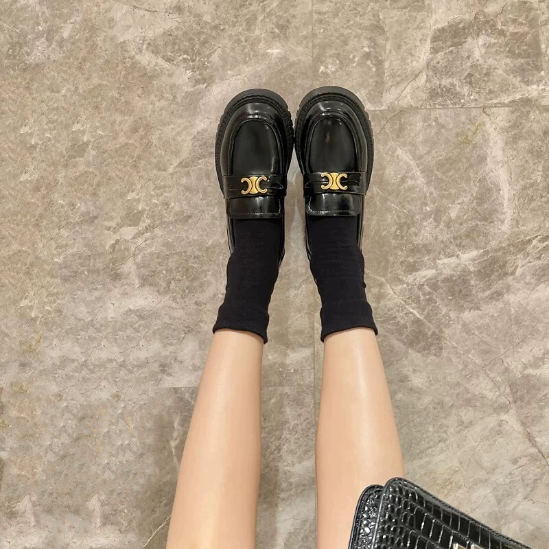 Кожаные туфли с толстой подошвой Lefu женский 2024 новый осенний и зимний триумфальная арка в английском стиле черные повседневные маленькие кожаные туфли одиночные туфли