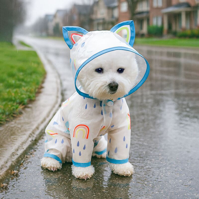 In-Stock Pet Dog Raincoat, Pet Puppy and Cat Raincoat, Small Dog Four-Legged Jumpsuit, Waterproof Rain Poncho Collection