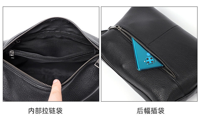 Túi đeo chéo nam da bò mềm dung tích lớn 29×11×17 cm — Màu đen chi tiết 8