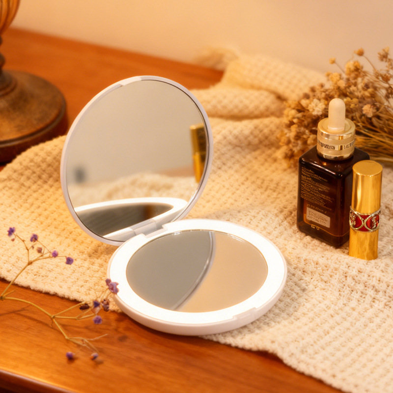 Ins portable mirror led makeup mirror double-sided folding pocket…
