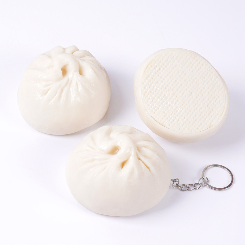8cm仿真食物包子大肉包模型PVC假食品面点菜品摆件仿真食玩钥匙扣|undefined