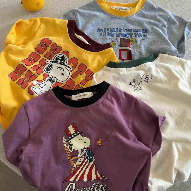 Children's cotton summer Japanese cartoon base T-shirt for men and…