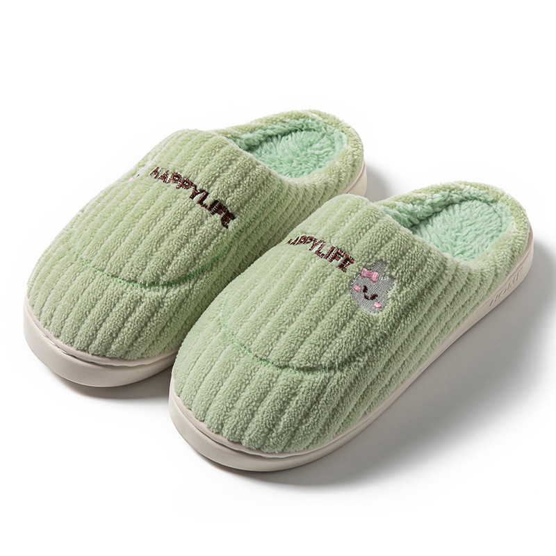 Zapatillas de algodón rojo para mujeres otoño y invierno en el hogar dormitorio calentamiento zapatos de lana suave cómodos zapatos de terciopelo al por mayor