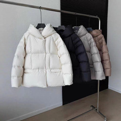羽绒服女2025年冬季新款短款高端洋气小个子泡芙连帽90白鸭绒外套