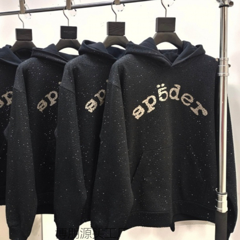 Cross-Border Original Full Rhinestone Hoodie 1:1 High-Quality Heavy Fleece Sp5Der Sweatshirt Men's Sports Shirt in Stock