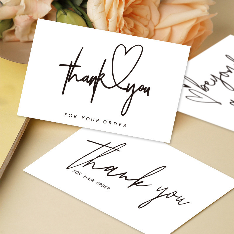 50 sheets/pack thank you card thank you gift card White simple greeting card gift packaging card adhesive sticker