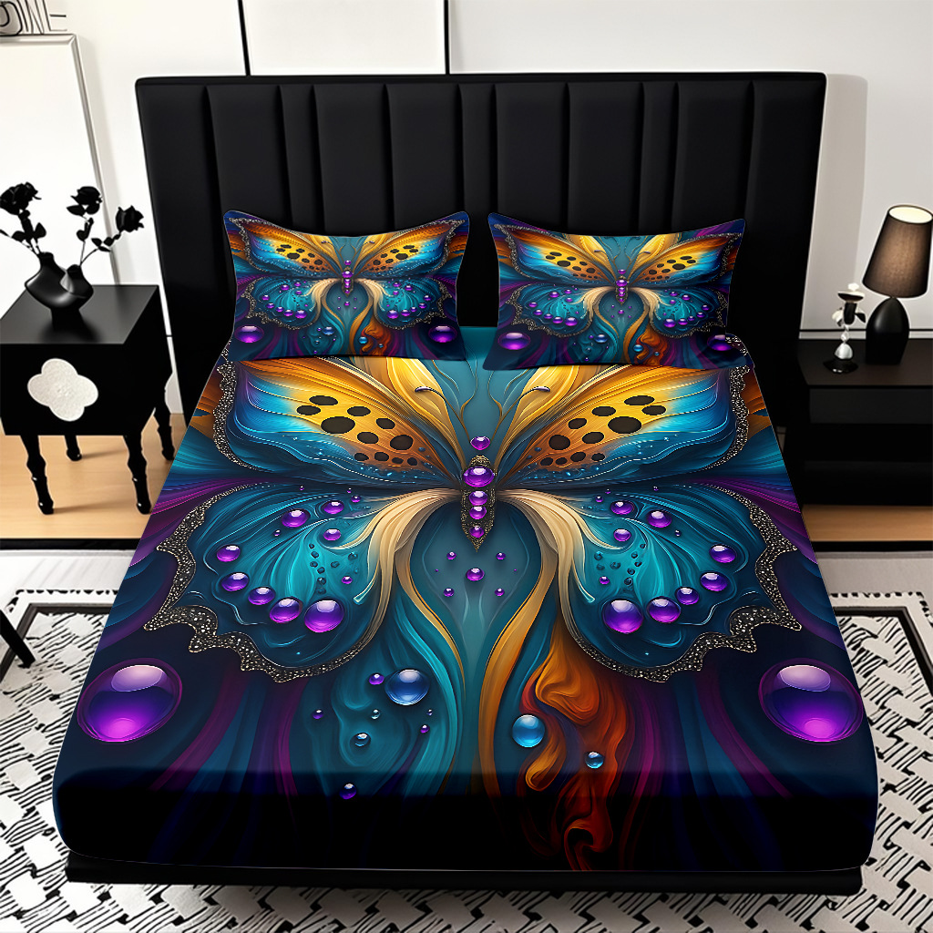 TEMU / JIT cama abrasiva Kits de almohada mariposa de color impresión digital 3D fuente de ropa de cama fabricantes