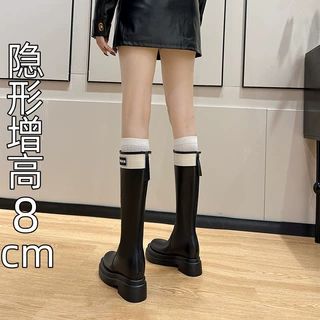 内增高厚底不过膝长筒靴2025新款显瘦时装靴高筒骑士靴女秋冬显高