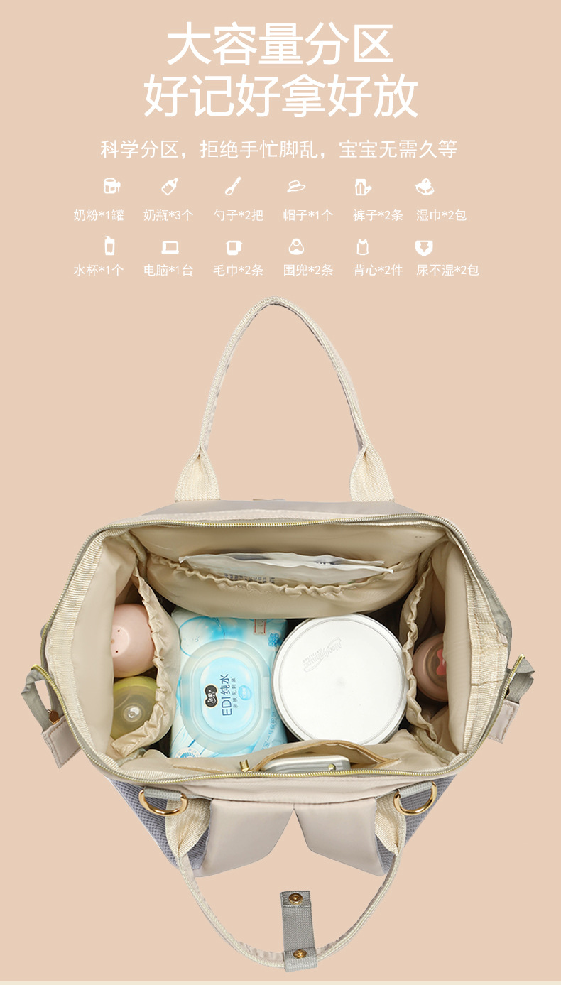 The 2025 new product is a high-end outdoor milk storage, heat preservation, large-capacity baby bag, multi-functional storage, and cross-border mommy bag undefined
