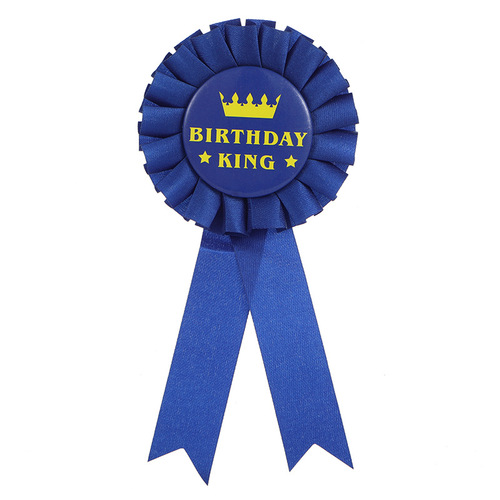 New European and American men's birthday party badge blue gold black gold Birthday King lapel pin wholesale 