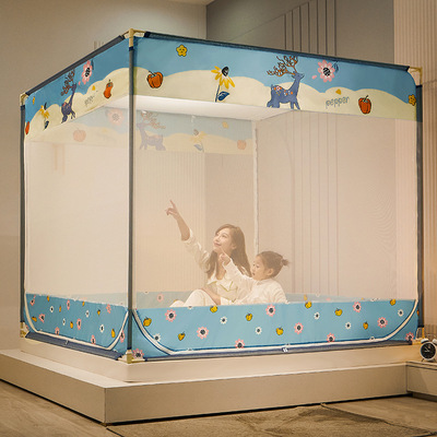 蚊帳家用回底床笠款支架紋帳三開門1.8米1.5雙人床大頂防塵頂帳篷