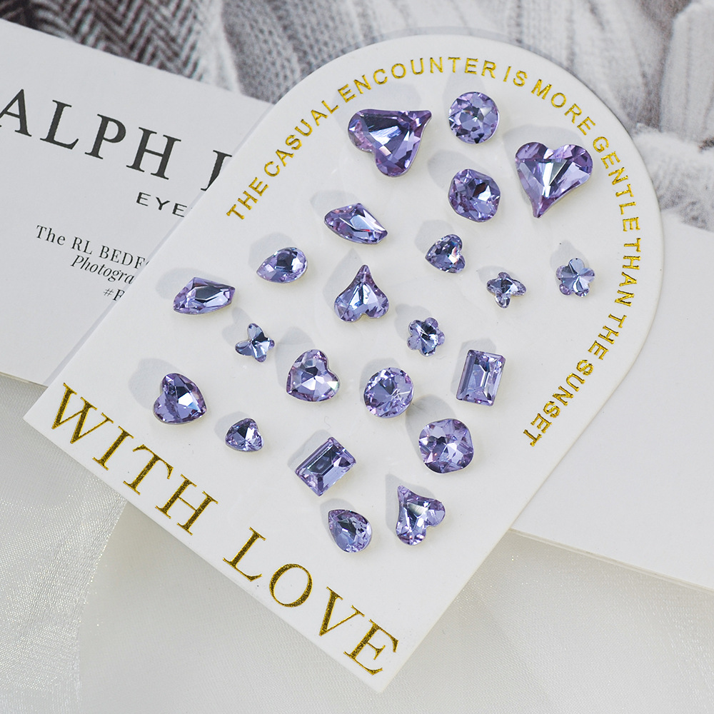 2g Weight Nail Decoration Accessories Nail Supplies Crystal, Glass Material Square, Water Droplets, Heart Shape Pattern Square Water Droplets Heart Shape Crystal Glass Nail Decoration Accessories 无