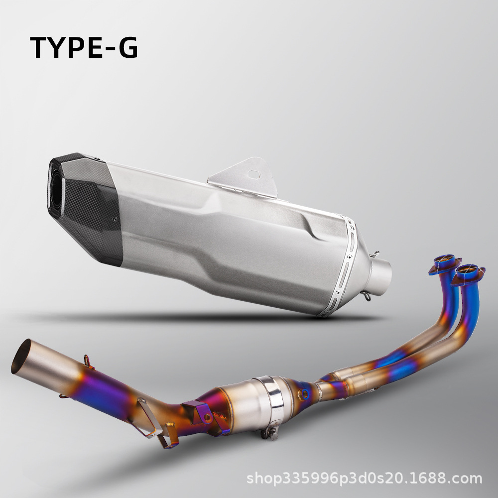 Motorcycle Exhaust Modification T-Max560 Stainless Steel Front Section with Carbon Fiber Anti-Scalding Cover + K198 Carbon Fiber Tail Section