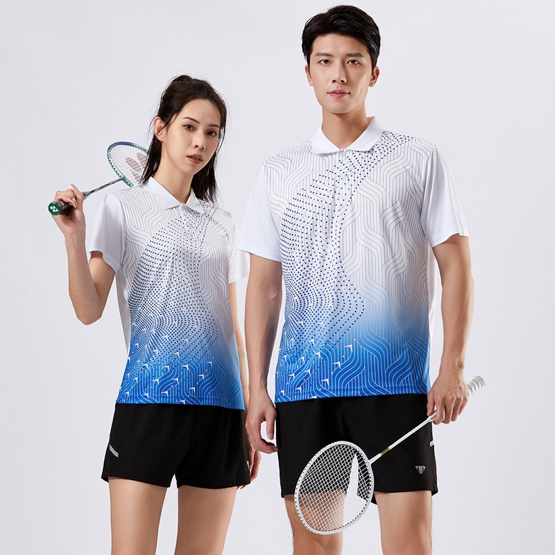 Summer Badminton Jersey Men's and Women's Quick-drying Lapel Jersey Couple's Short-sleeved Sports T-shirt Table Tennis Tennis Single Clothes