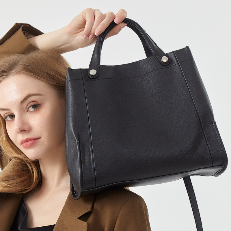 Top Grain Cowhide New Genuine Leather Women's Bag French Fashion Trendy Tote Shoulder Bag Large Capacity Crossbody Handbag