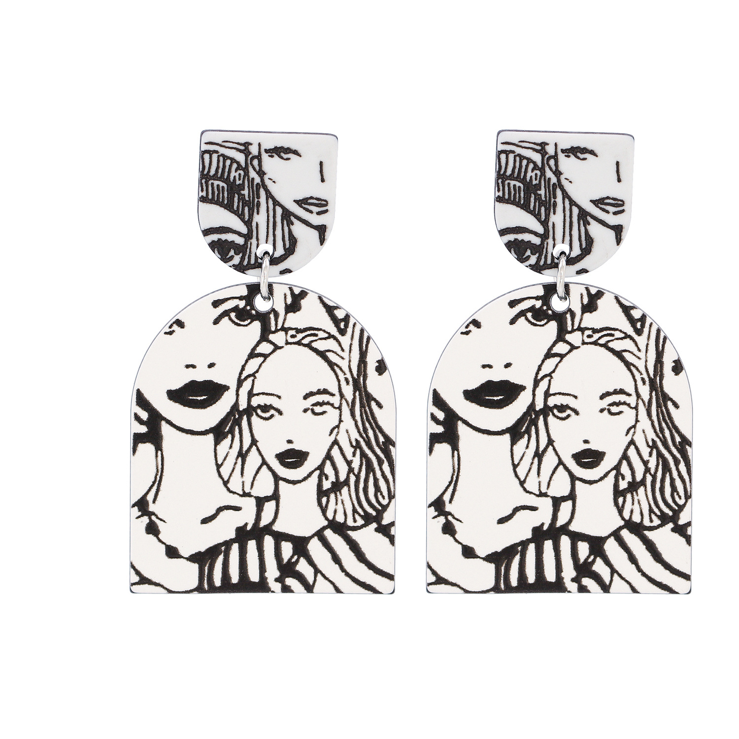 Acrylic Geometric Character Pendant Earrings display picture 7