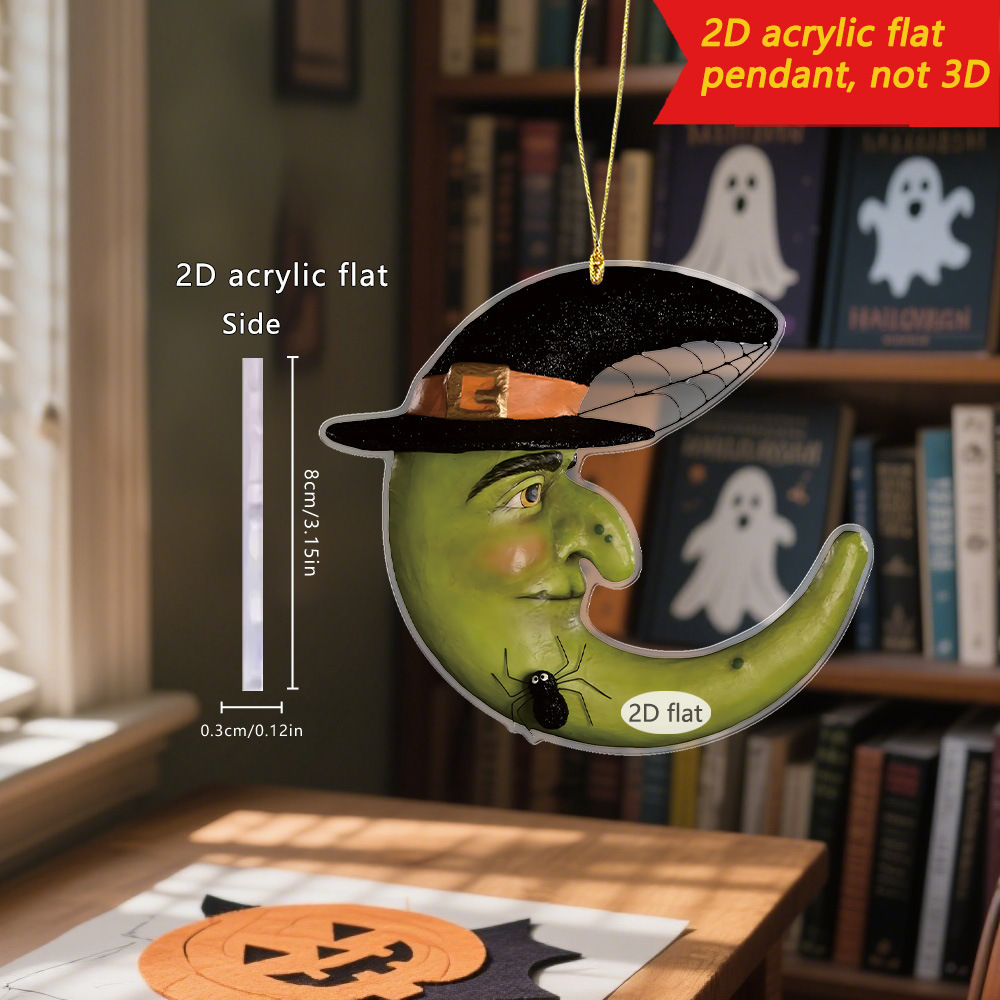 Transfronterizos Halloween Luna en brujas diálogo y dibujos animados pequeños fantasmas plano acrílico fiestas decoración colgante