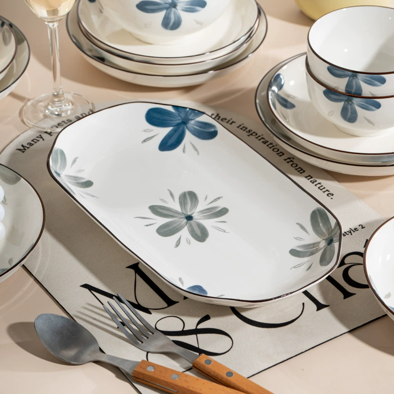 Japanese set, ceramic tableware, orchid, Birthday gift