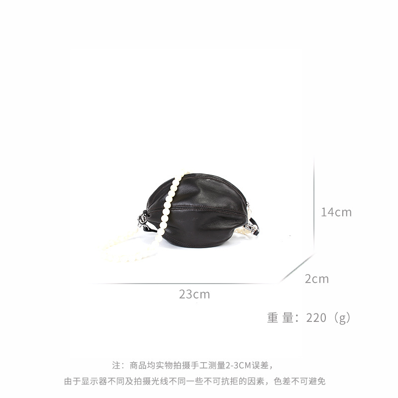 2026 New Arrival Cross-Border Versatile Niche Design Luxury Cowhide Beaded Lantern Shoulder Bag Chain Crossbody Bag For Women - Thumbnail 2