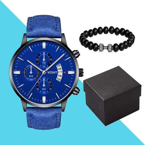 New AliExpress LAZADA fashionable men's calendar watch European and American foreign trade best-selling belt bracelet watch