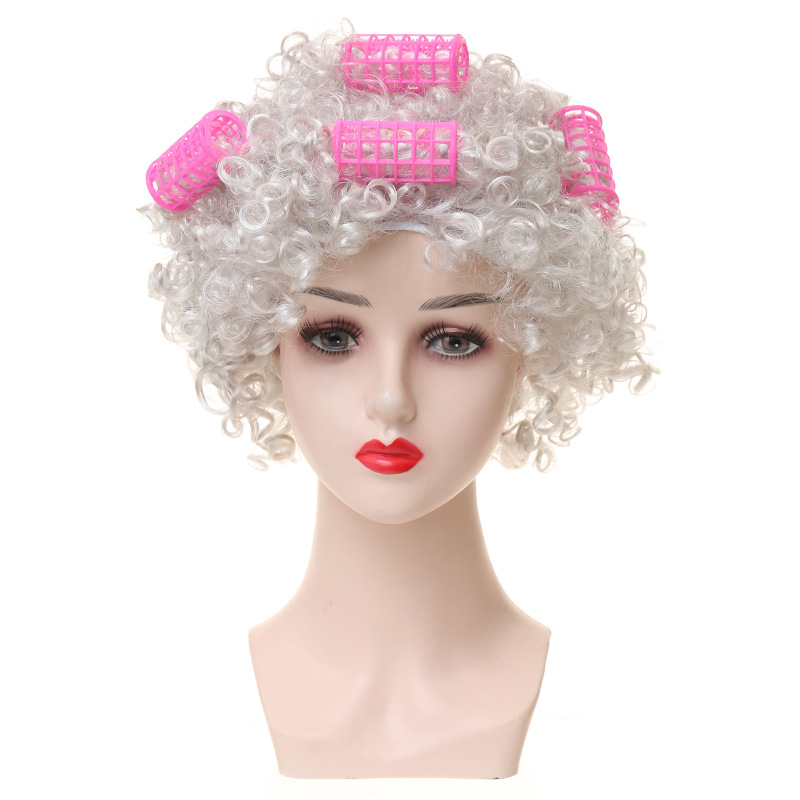 Amazon escuela 100 días gris abuelo peluca abuela peluca carta dama estilo vieja dama peluca