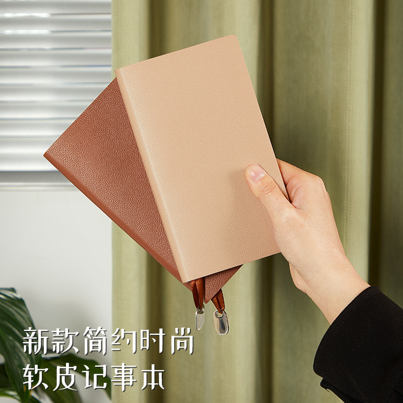 Cuaderno de oficina de negocios de cuero de lichi a6 con logotipo impreso, cuaderno de estudiante de superficie suave compacto y portátil