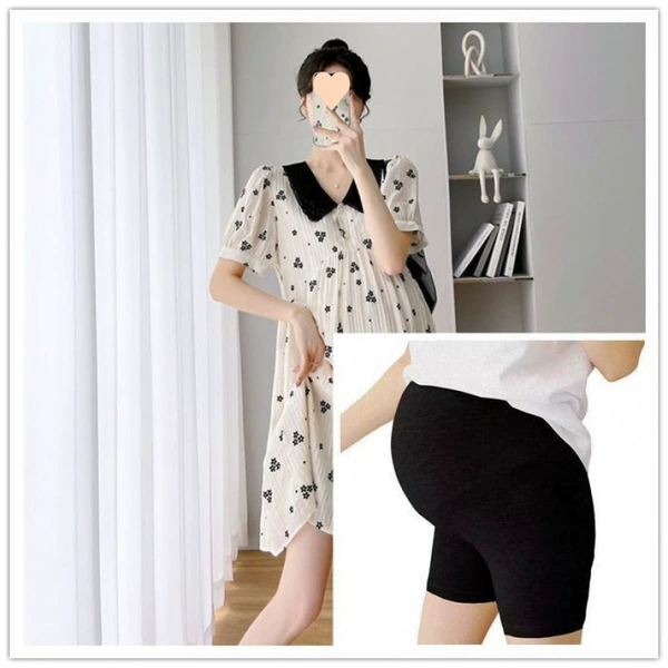 Apricot black dress, trousers with belly support, set