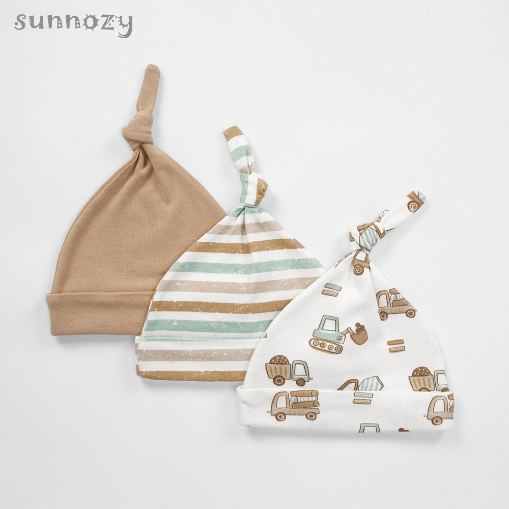 0-6 meses 3 piezas de gorras de lanugo de algodón puro, gorras de bebé lindo europeo y americano, gorras de algodón para bebés