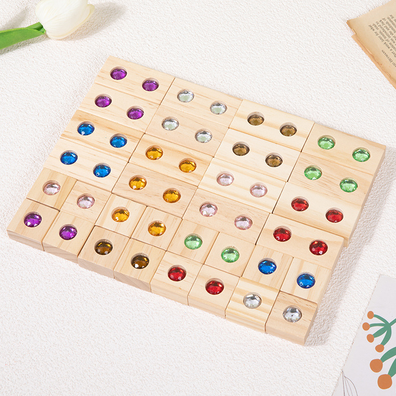 Madera de los niños educación temprana kindergarten bebé creativo acrílico grande joya transparente montaje bloques construcción juguetes educativos