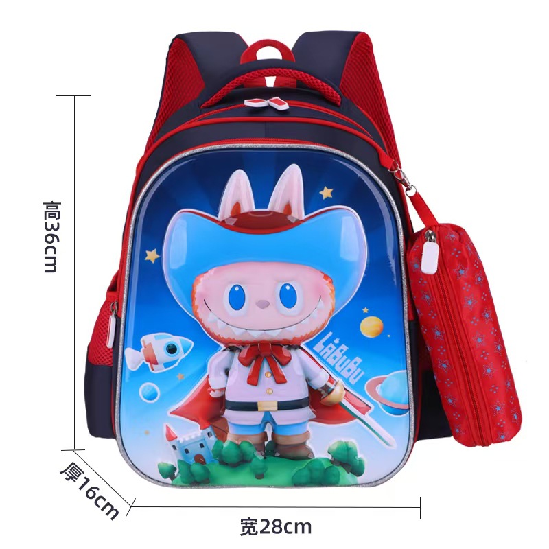 Nueva mochila escolar de dibujos animados mochila escolar 3D para estudiantes de escuela primaria 1-3 grado mochila de tela rabu súper ligera hombro para reducir la carga y proteger la columna