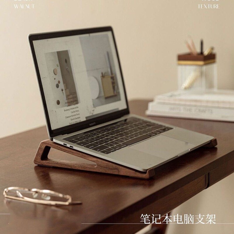 Laptop Bamboo Stand, Desktop Height-Adjustable Cooling Stand, Portable Tablet Mini Holder, Reading Gadget