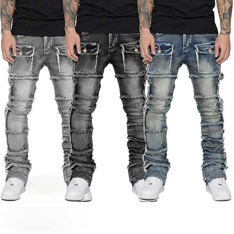 S290 Dropshipping Aliexpress New Cross-Border Elastic Layered Jeans for Men Slim Fit with Holes S290 Dropshipping Aliexpress New Cross-Border Elastic Layered Jeans for Men Slim Fit with Holes