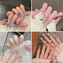 手工穿戴甲中长款杏仁美甲甲片ins风美甲贴片批发猫眼穿戴假指甲