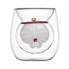 多啦a夢高硼硅玻璃果汁杯耐高溫雙層杯可愛女卡通兒童雙層 牛奶杯