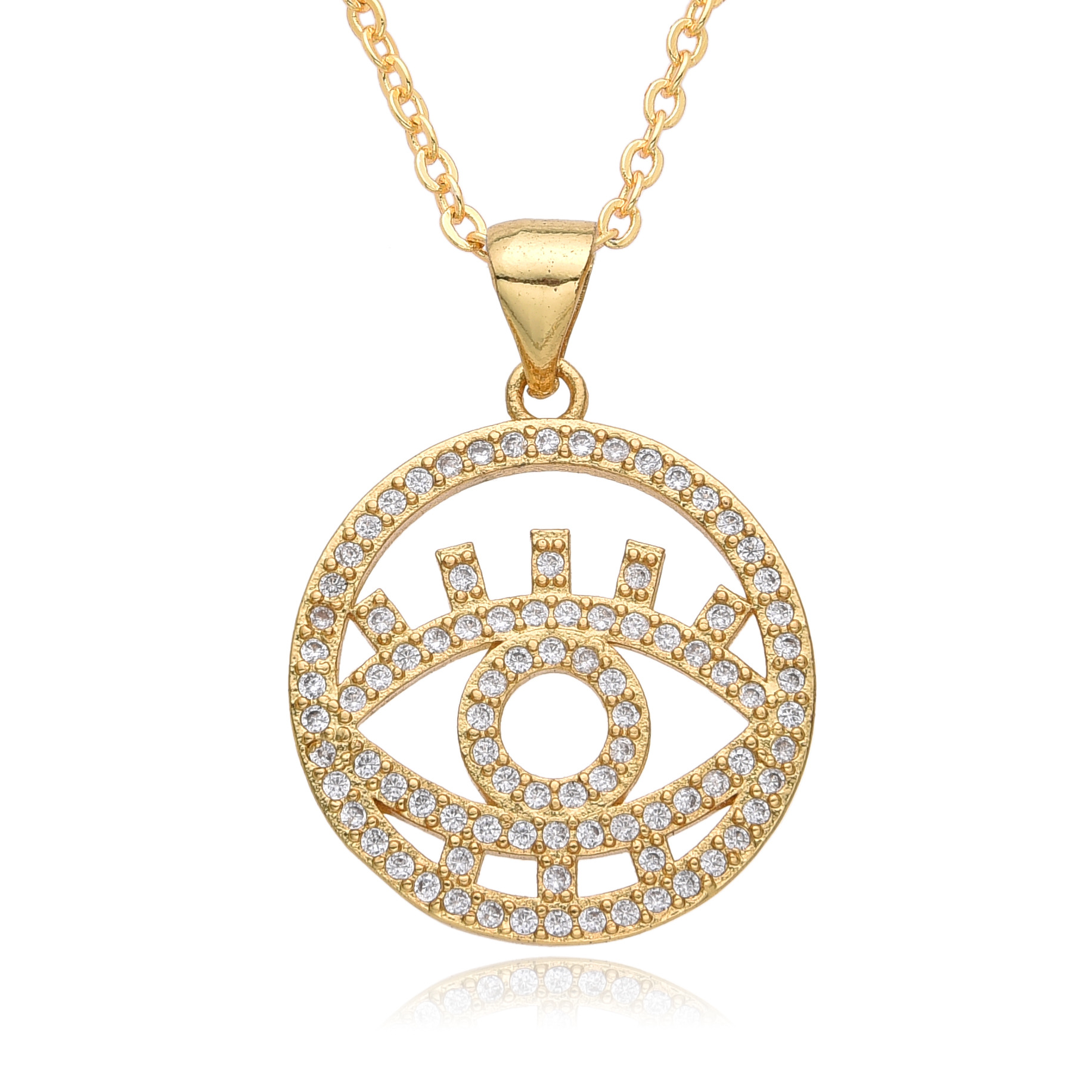 14g Weight Copper Pendant Material Zircon Inlay Material Pendant Necklace Classification Copper Chain Material cable chain Chain Type 1 Piece Quantity Holiday, Daily Occasion Copper Material Eye Pattern Women's Gender Inlay Design Shiny, IG Style Style Copper Inlay Eye Zircon Pendant Necklace 8
