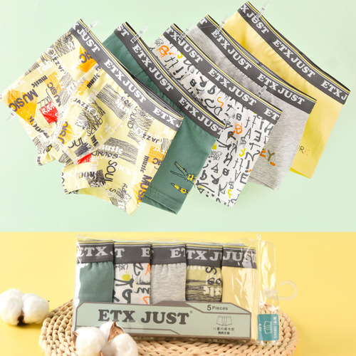 ETX JUST children's underwear stretch cotton type A boys' boxer briefs, medium and large children's shorts and teenagers underwear manufacturer