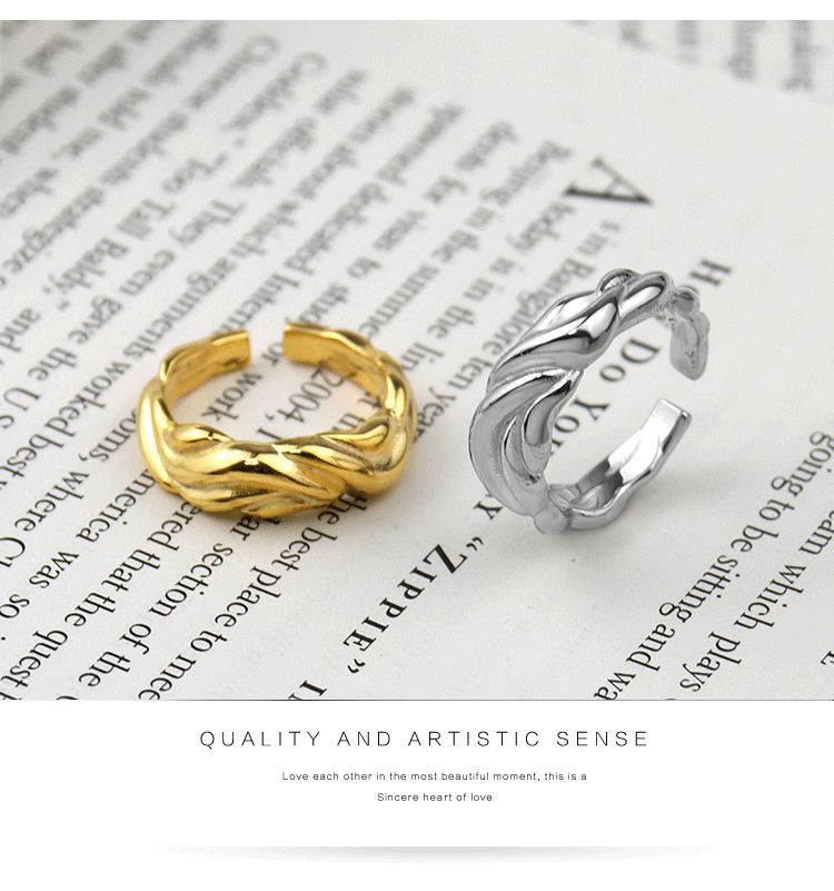 Korean fashion wave pattern index finger ring simple design geometric opening ring